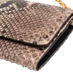 Pre Owned Prada Beige Python Oro Wallet on Chain