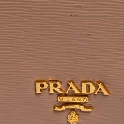 Pre Owned Prada Beige Saffiano Leather Compact Wallet
