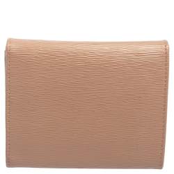 Pre Owned Prada Beige Saffiano Leather Compact Wallet