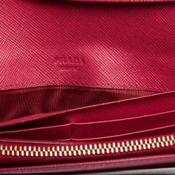 Pre Owned Prada Black Saffiano Leather Flap Continental Wallet