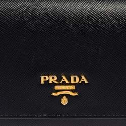 Pre Owned Prada Black Saffiano Leather Flap Continental Wallet