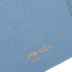 Pre Owned Prada Light Blue Saffiano Lux Leather Flap French Wallet 