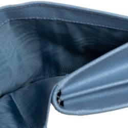 Pre Owned Prada Light Blue Saffiano Lux Leather Flap French Wallet 