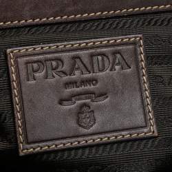 Prada Brown Leather and Canvas Bowling Bag