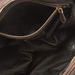 Prada Brown Leather and Canvas Bowling Bag