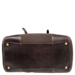 Prada Brown Leather and Canvas Bowling Bag