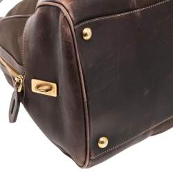 Prada Brown Leather and Canvas Bowling Bag