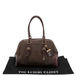 Prada Brown Leather and Canvas Bowling Bag