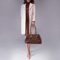 Prada Brown Leather and Canvas Bowling Bag