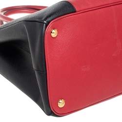 Pre Owned Prada Two Tone Saffiano Leather Medium Double Zip Tote