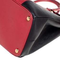 Pre Owned Prada Two Tone Saffiano Leather Medium Double Zip Tote