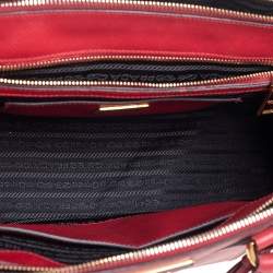 Pre Owned Prada Two Tone Saffiano Leather Medium Double Zip Tote