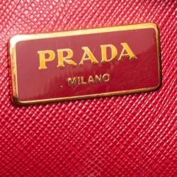 Pre Owned Prada Two Tone Saffiano Leather Medium Double Zip Tote
