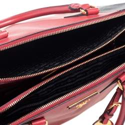 Pre Owned Prada Two Tone Saffiano Leather Medium Double Zip Tote