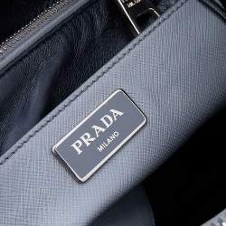 Pre Owned Prada Grey Saffiano Soft Leather Middle Zip Tote