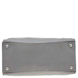 Pre Owned Prada Grey Saffiano Soft Leather Middle Zip Tote