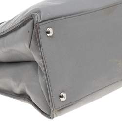 Pre Owned Prada Grey Saffiano Soft Leather Middle Zip Tote