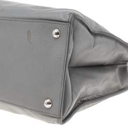 Pre Owned Prada Grey Saffiano Soft Leather Middle Zip Tote