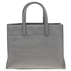 Pre Owned Prada Grey Saffiano Soft Leather Middle Zip Tote