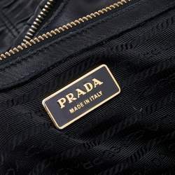 Pre Owned Prada Black Gaufre Leather Shopping Tote