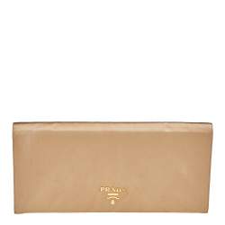 Pre Owned Prada Gold Satin Oversized Clutch