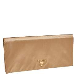 Pre Owned Prada Gold Satin Oversized Clutch