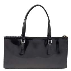 Pre Owned Prada Black Patent Leather Tote