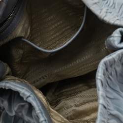 Pre Owned Prada Light Blue Gaufre Leather Hobo