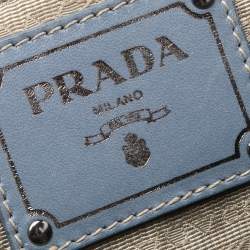 Pre Owned Prada Light Blue Gaufre Leather Hobo