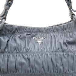 Pre Owned Prada Light Blue Gaufre Leather Hobo