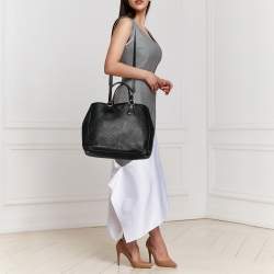 Pre Owned Prada Black Leather Vitello Daino Tote