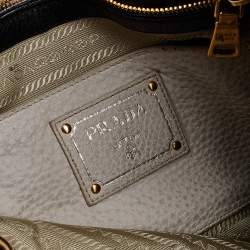 Pre Owned Prada Black Leather Vitello Daino Tote