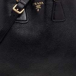 Pre Owned Prada Black Leather Vitello Daino Tote