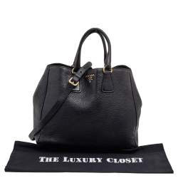 Pre Owned Prada Black Leather Vitello Daino Tote