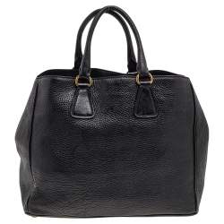 Pre Owned Prada Black Leather Vitello Daino Tote