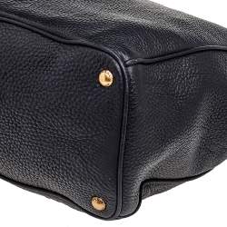 Pre Owned Prada Black Leather Vitello Daino Tote