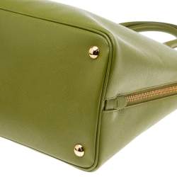 Pre Owned Prada Green Saffiano Leather Promenade XL Top Handle Bag