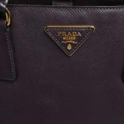 Pre Owned Prada Plum Saffiano Lux Leather Large Galleria Tote