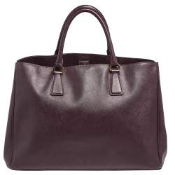 Pre Owned Prada Plum Saffiano Lux Leather Large Galleria Tote