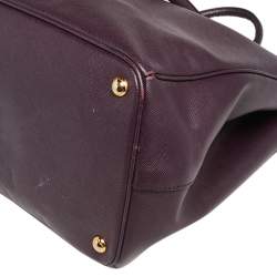 Pre Owned Prada Plum Saffiano Lux Leather Large Galleria Tote