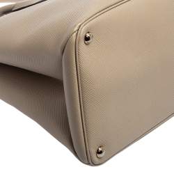 Pre Owned Prada Grey Saffiano Leather Large Twin Tote