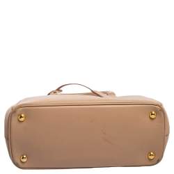 Pre Owned Prada Beige Saffiano Lux Leather Small Double Zip Galleria Tote