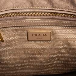 Pre Owned Prada Beige Saffiano Lux Leather Small Double Zip Galleria Tote
