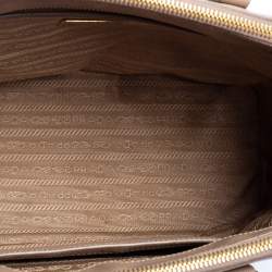Pre Owned Prada Beige Saffiano Lux Leather Small Double Zip Galleria Tote
