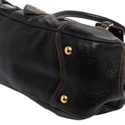 Pre Owned Prada Black Leather Dragon Satchel