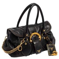 Pre Owned Prada Black Leather Dragon Satchel