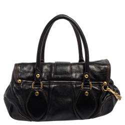 Pre Owned Prada Black Leather Dragon Satchel