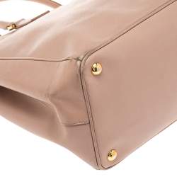 Pre Owned Prada Pink Saffiano Lux Leather Large Galleria Double Zip Tote