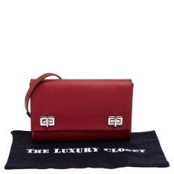 Pre Owned Prada Red Saffiano Turnlock Chain Shoulder Bag