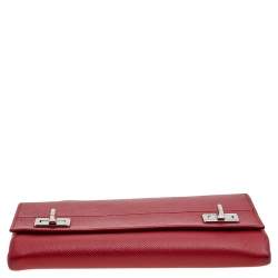 Pre Owned Prada Red Saffiano Turnlock Chain Shoulder Bag